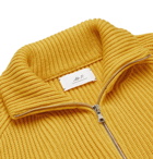 MR P. - Ribbed Merino Wool Half-Zip Sweater - Yellow