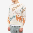 Rhude Men's Jacquard Logo Knit in Ivory/Multi