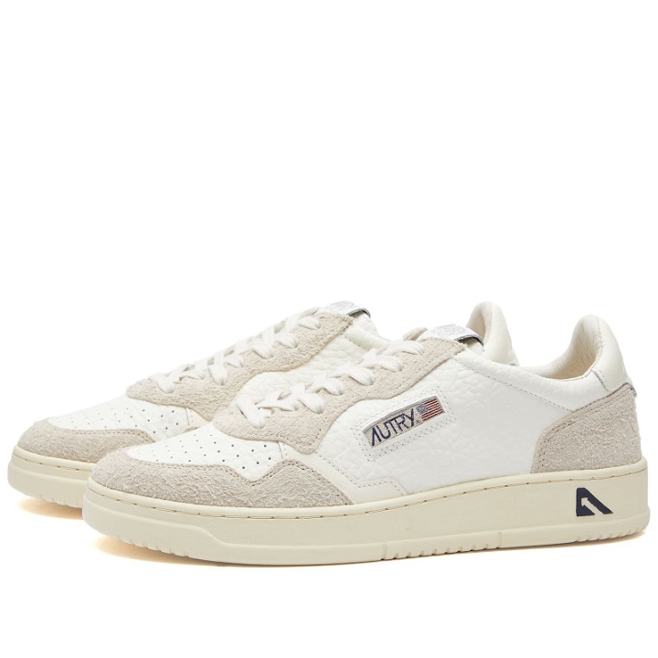 Photo: Autry Men's Medalist Hairy Suede Sneakers in White/Sand/Whs
