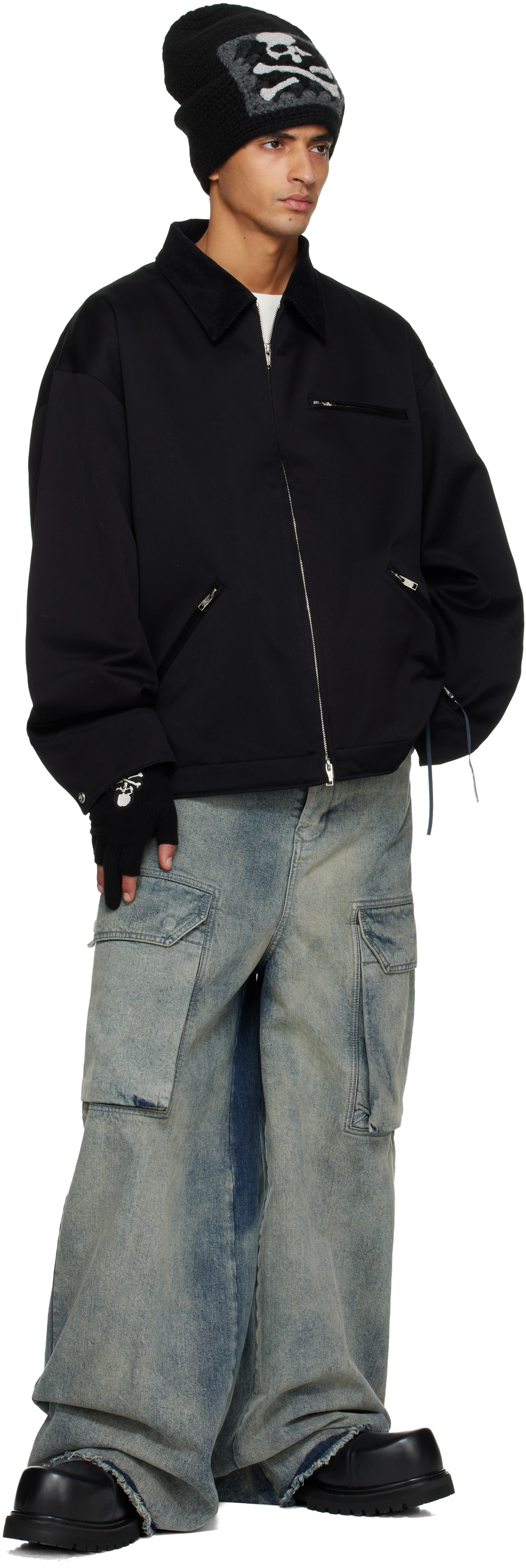 MASTERMIND WORLD Black Open Fingered Gloves MASTERMIND WORLD