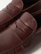 Tod's - Gommino Shearling-Lined Leather Driving Shoes - Brown