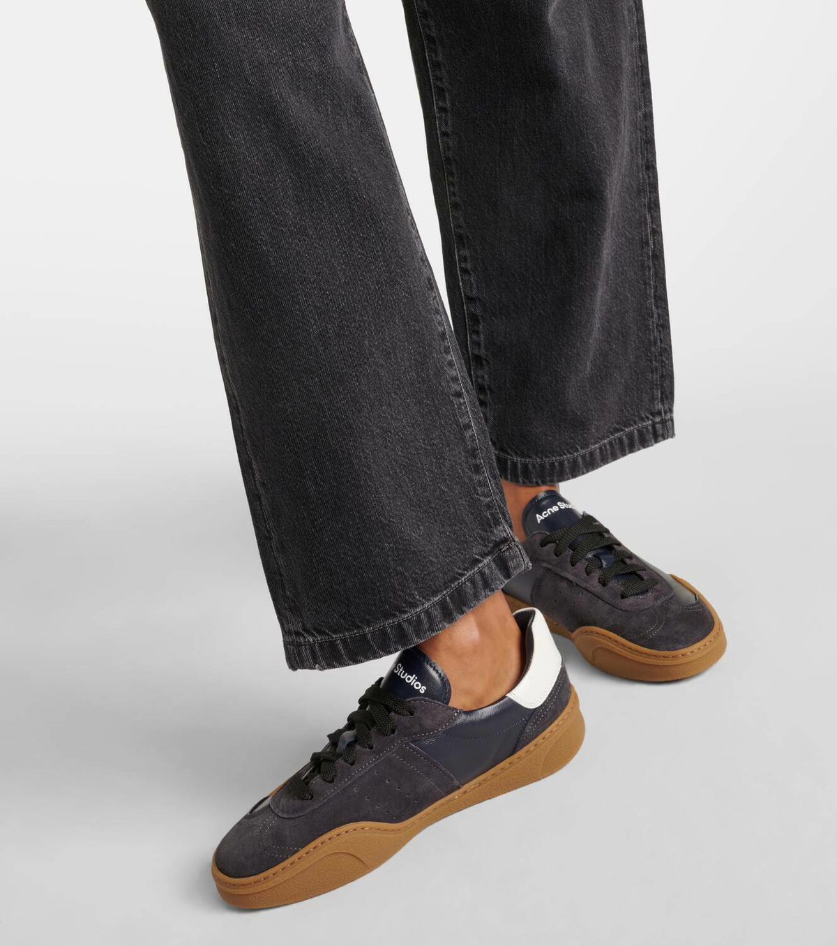 Acne Studios黒スエードシューズ Acne Studios - Faux Suede and Rubber-Trimmed Ripstop
