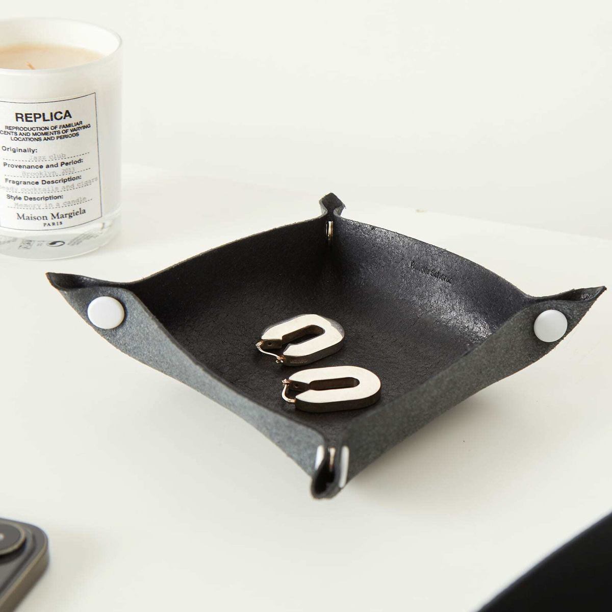 Hender Scheme Leather Tray - Small in Black 