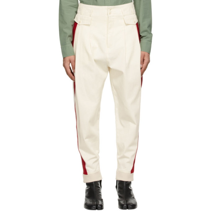 Photo: Maison Margiela Off-White and Red Stripe Trousers