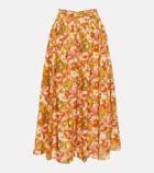 Zimmermann - Violet floral cotton midi skirt