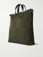 Mismo - Leather-Trimmed Checked Canvas-Jacquard Tote Bag