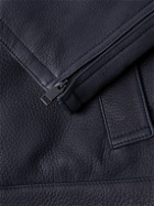 Brioni - Full-Grain Leather Blouson Jacket - Blue