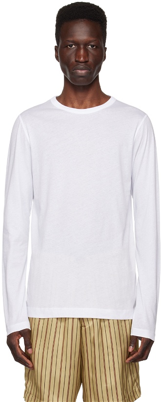 Photo: Dries Van Noten White Overlock Stitch Long Sleeve T-Shirt