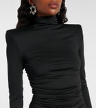 Area Embellished ruched jersey minidress