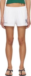 Sporty & Rich White Heritage Yankees Serif Disco Shorts