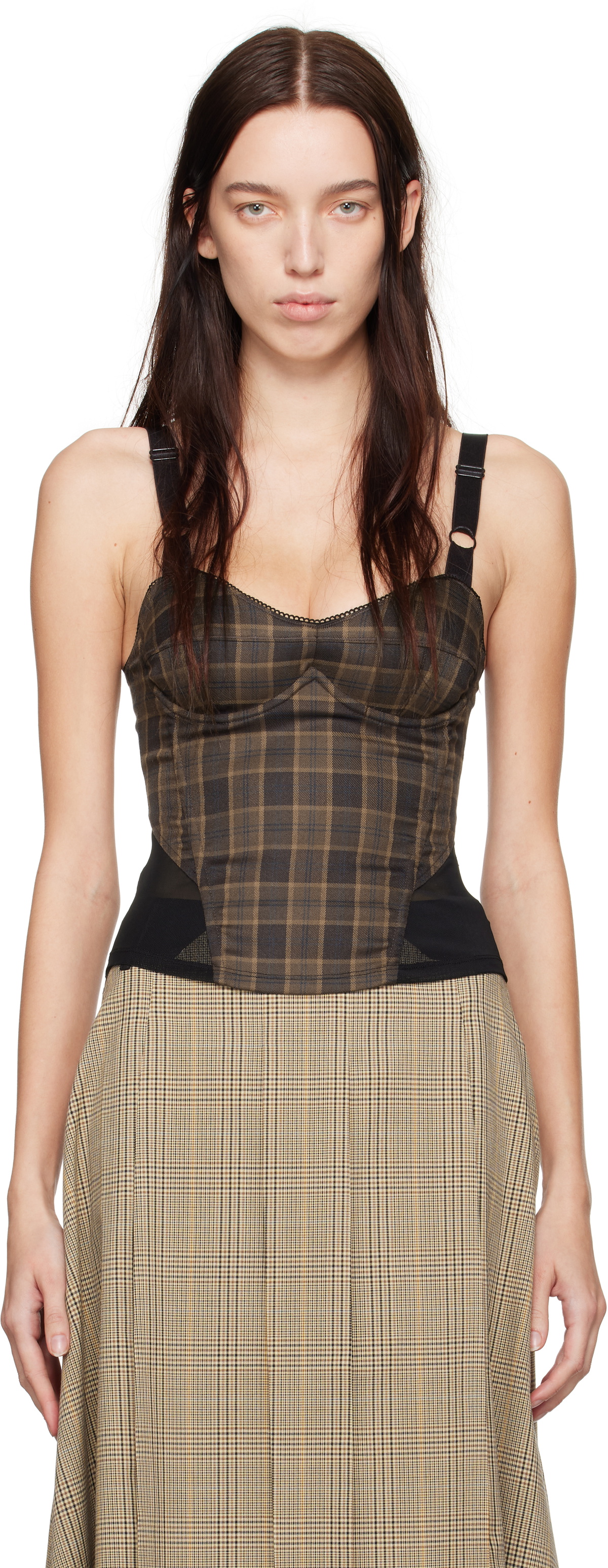 Miaou Brown Marguerite Corset Top