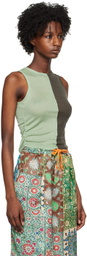 (di)vision Green & Gray Cropped Tank Top