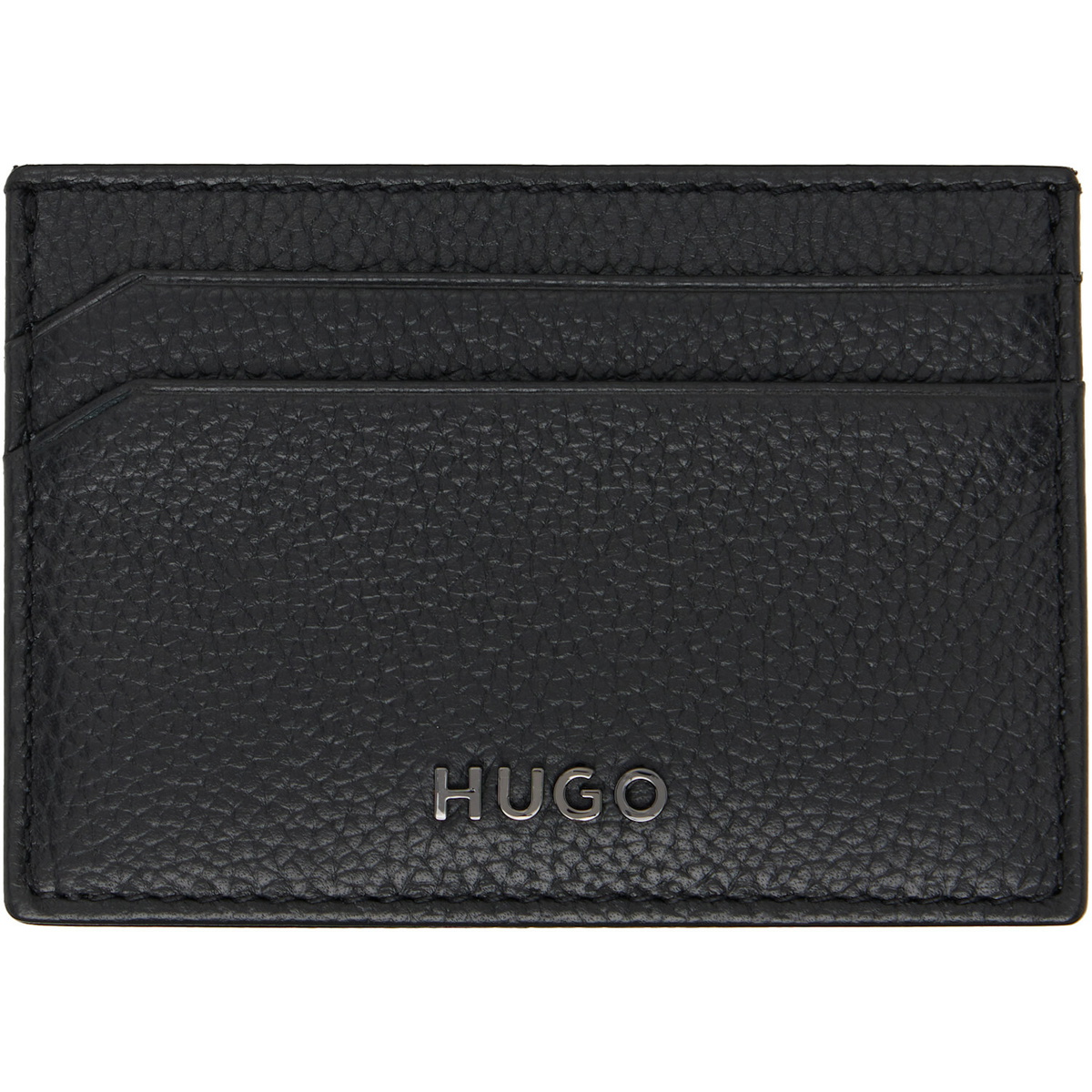 Hugo Black Logo Detail Graiend-Leather Card Holder