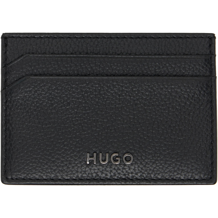 Photo: Hugo Black Logo Detail Graiend-Leather Card Holder