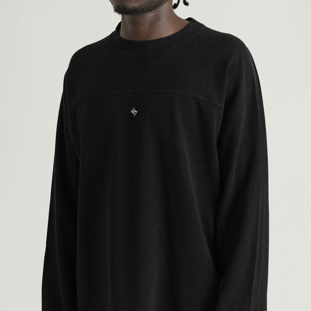 Represent 247 Men's Waffle Sweatshirt in Jet Black
