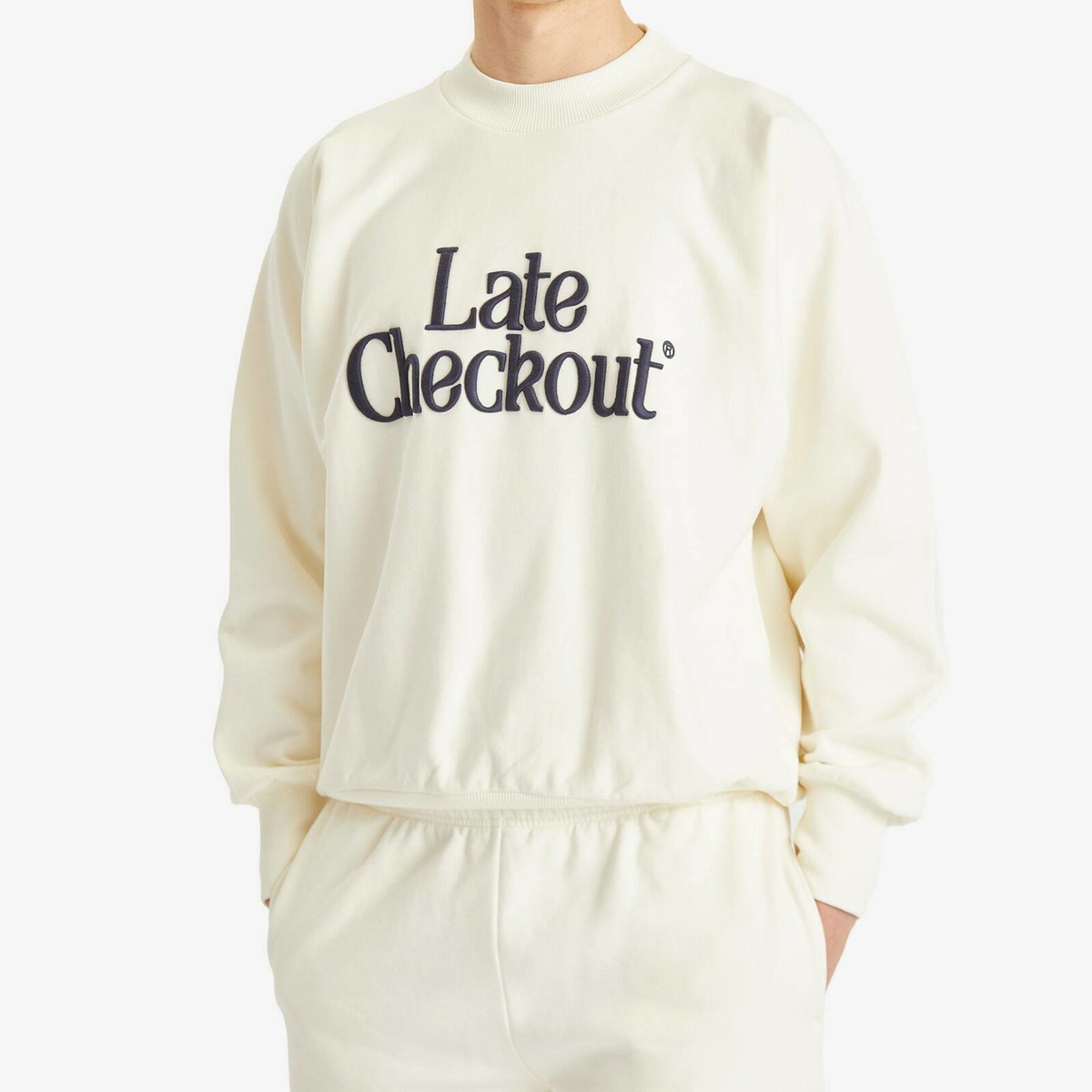 Late Checkout Men's Crewneck Sweatshirt in White