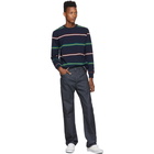 Noah NYC Navy Triple Stripe Long Sleeve T-Shirt