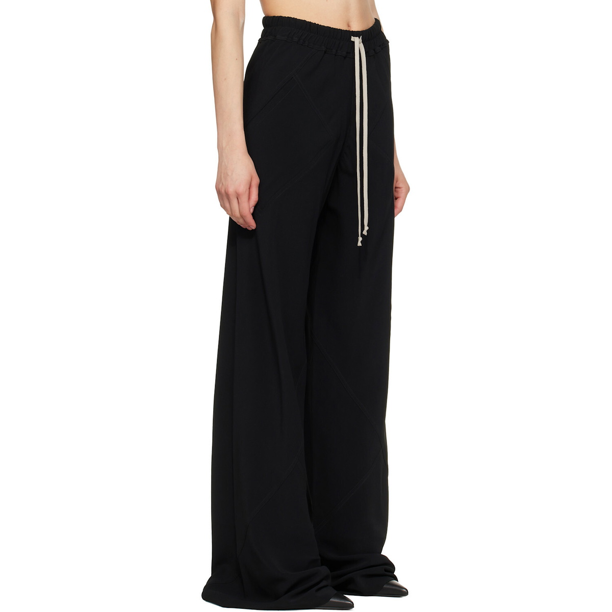 Rick Owens Black Tower Drawstring Bias Trousers