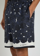 Givenchy Floral-print Silk Shorts Navy