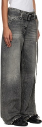 Acne Studios Gray Belted Relaxed Fit Jeans