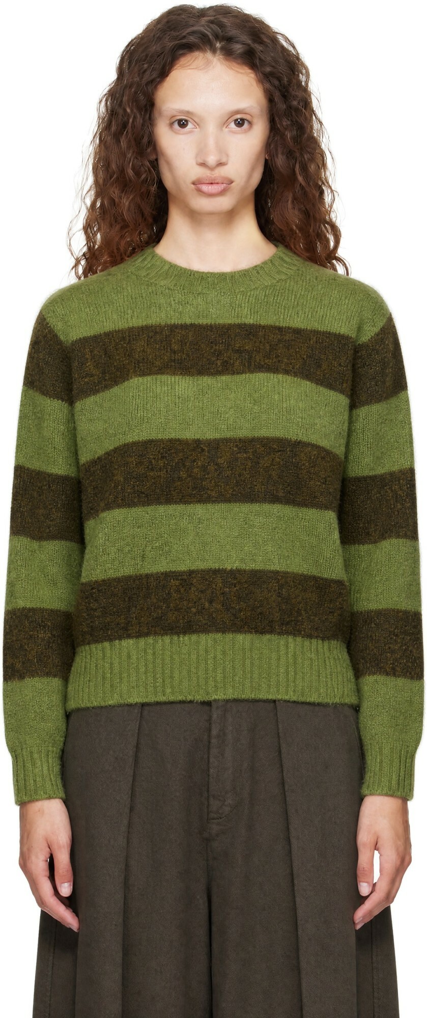 YMC Green Jets Stripe Sweater