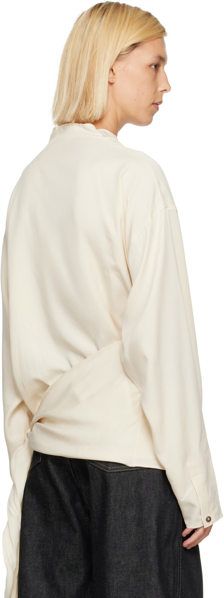 LE17SEPTEMBRE Off-White Silky Wrap Draped Blouse