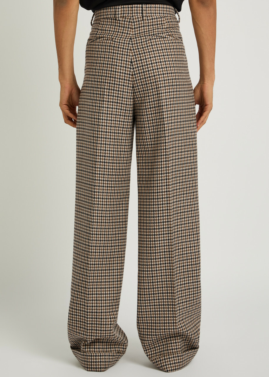 Valentino Garavani Houndstooth Straight-leg Wool Trousers Multicoloured 1