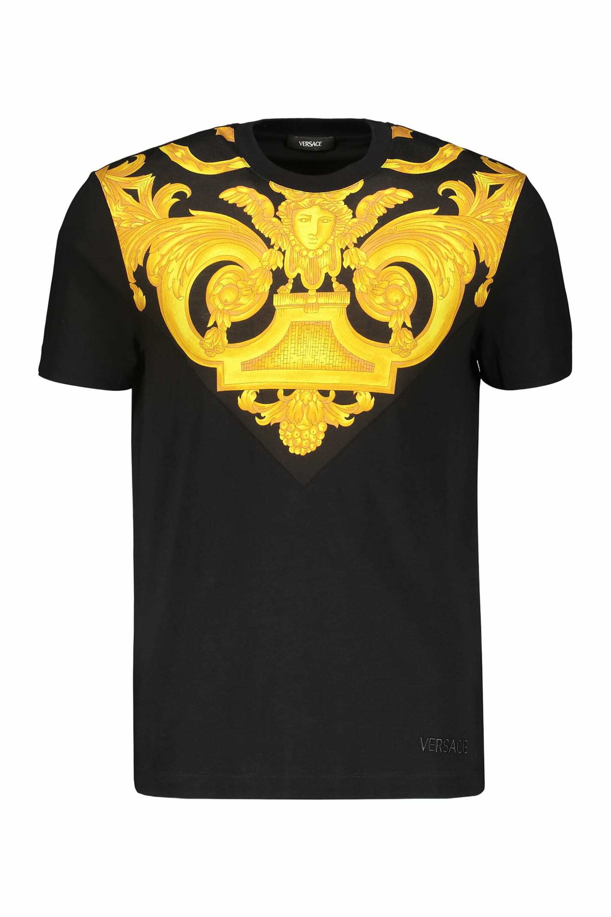 【送料&関税込】Versace T-shirt Compact Cotton Jersey Fabric VERSACE - Printed Cotton Jersey T-shirt Versace