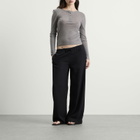 TALA Women's Soft Linen Drawstring Trousers in Shadow Black