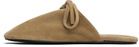 MARIE ADAM-LEENAERDT Beige Bow Suede Slippers