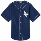 Late Checkout LC White Baseball Shirt in Navy