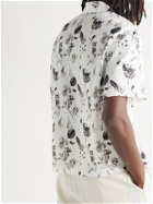 Deveaux - Resort Camp-Collar Floral-Print Cotton-Voile Shirt - White