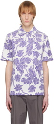 Dries Van Noten White & Purple Floral Polo