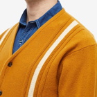 Beams Plus Men's 9G Stripe Cardigan in Mustard