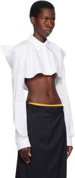Pushbutton White Squared Back Cropped Shirt