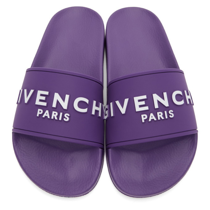 Givenchy Purple Logo Flat Slides Givenchy