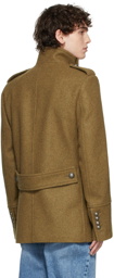 Balmain Khaki Military Pea Coat