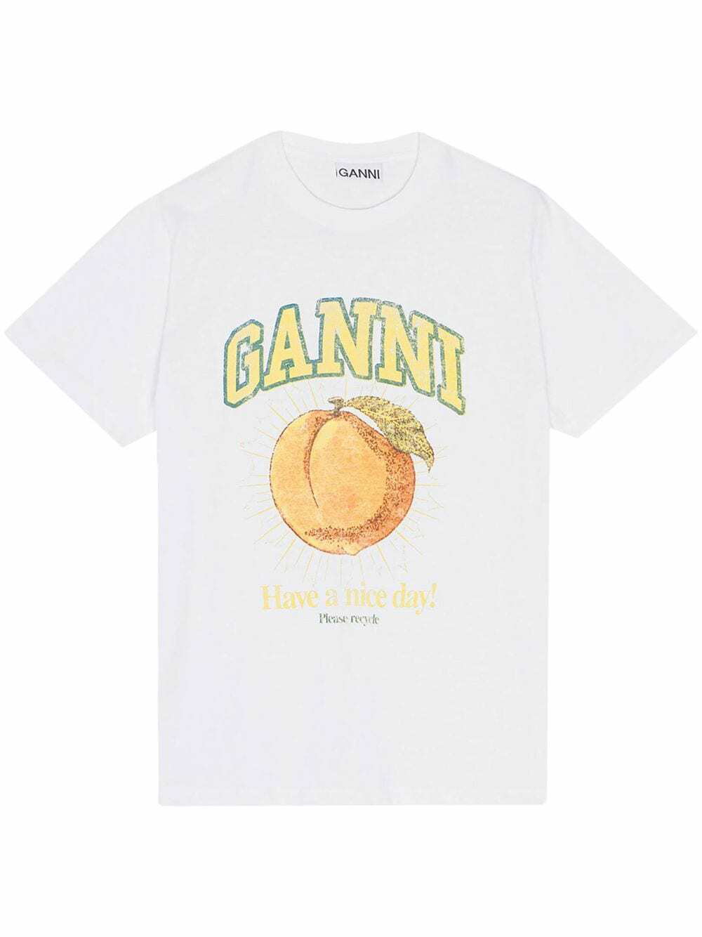 GANNI - Peach Print Organic Cotton T-shirt GANNI