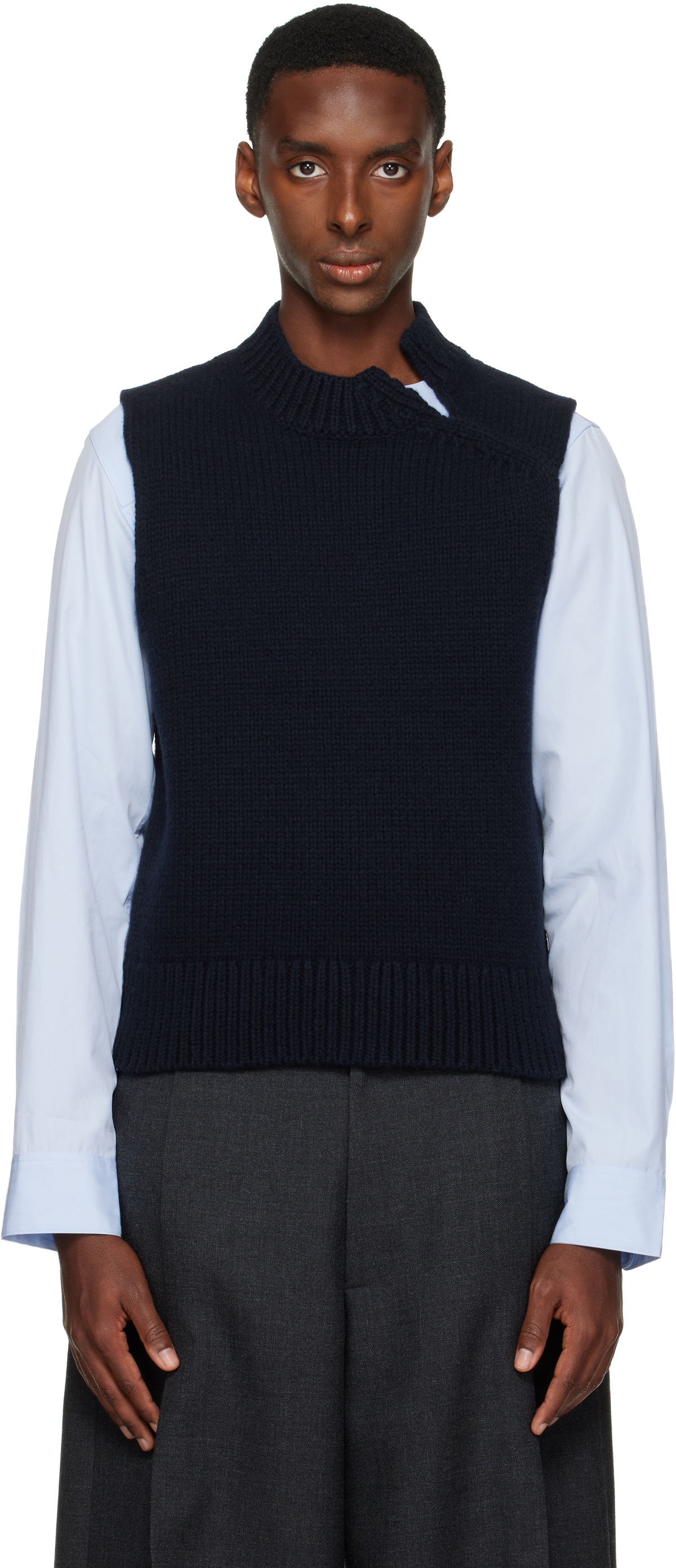 Dries Van Noten Navy Merino Wool Turtleneck