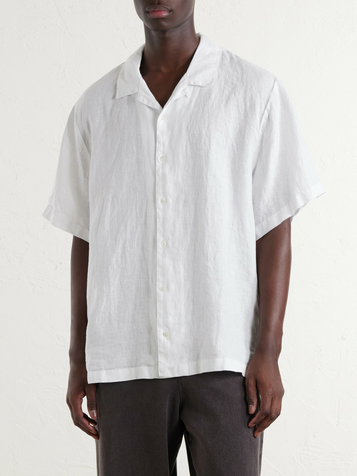 James Perse - Convertible-Collar Linen Shirt - White