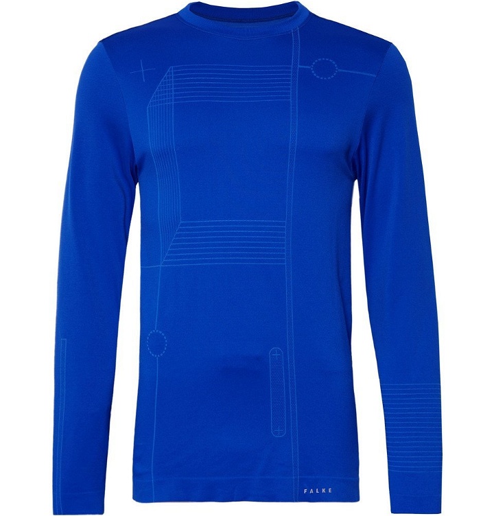 Photo: FALKE Ergonomic Sport System - Blueprint 2.0 Printed Stretch-Jersey Running T-Shirt - Bright blue