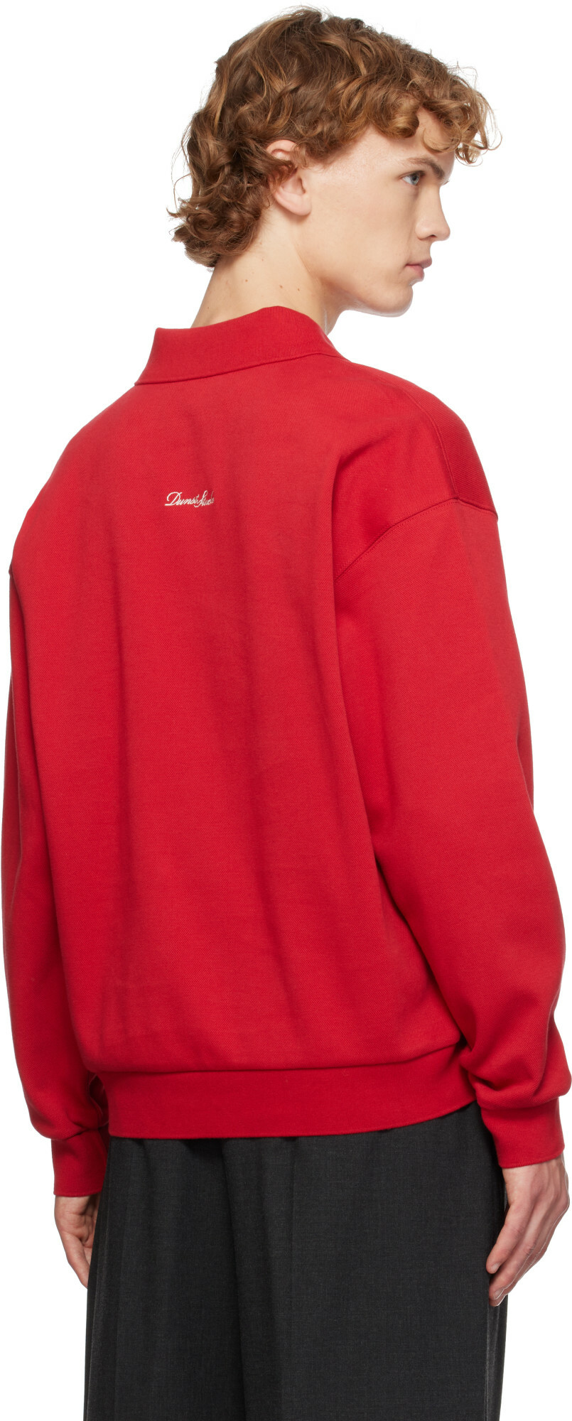 Dunst Red Leather Logo Collared Polo