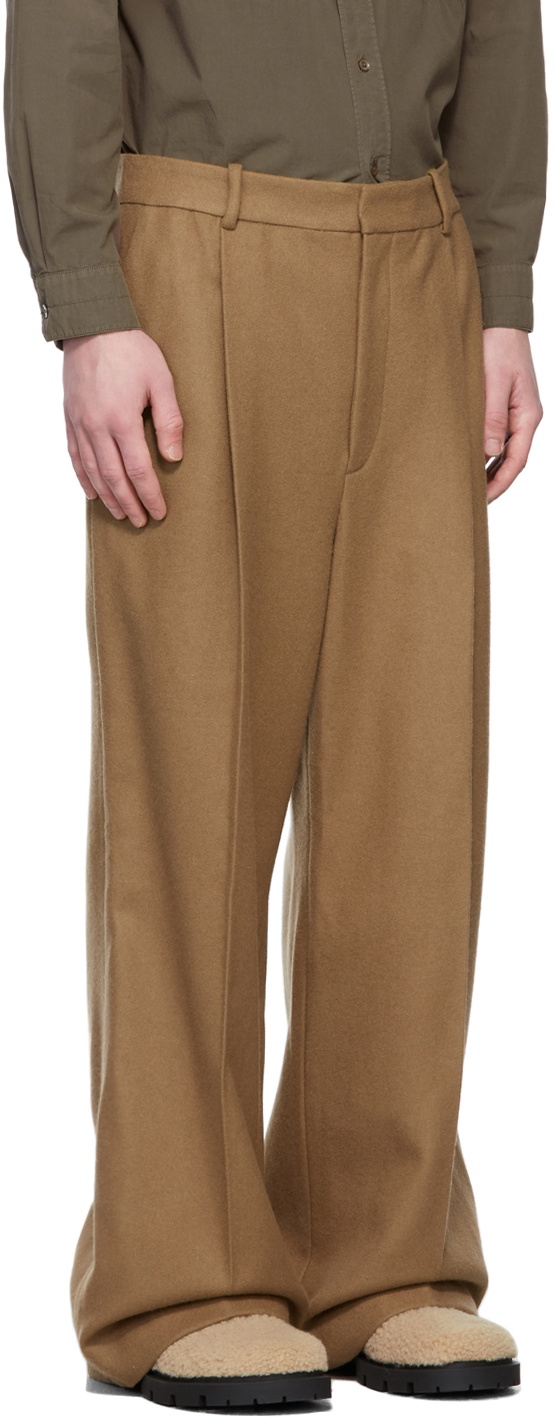 Hed Mayner Tan Wool Elongated Trousers Hed Mayner