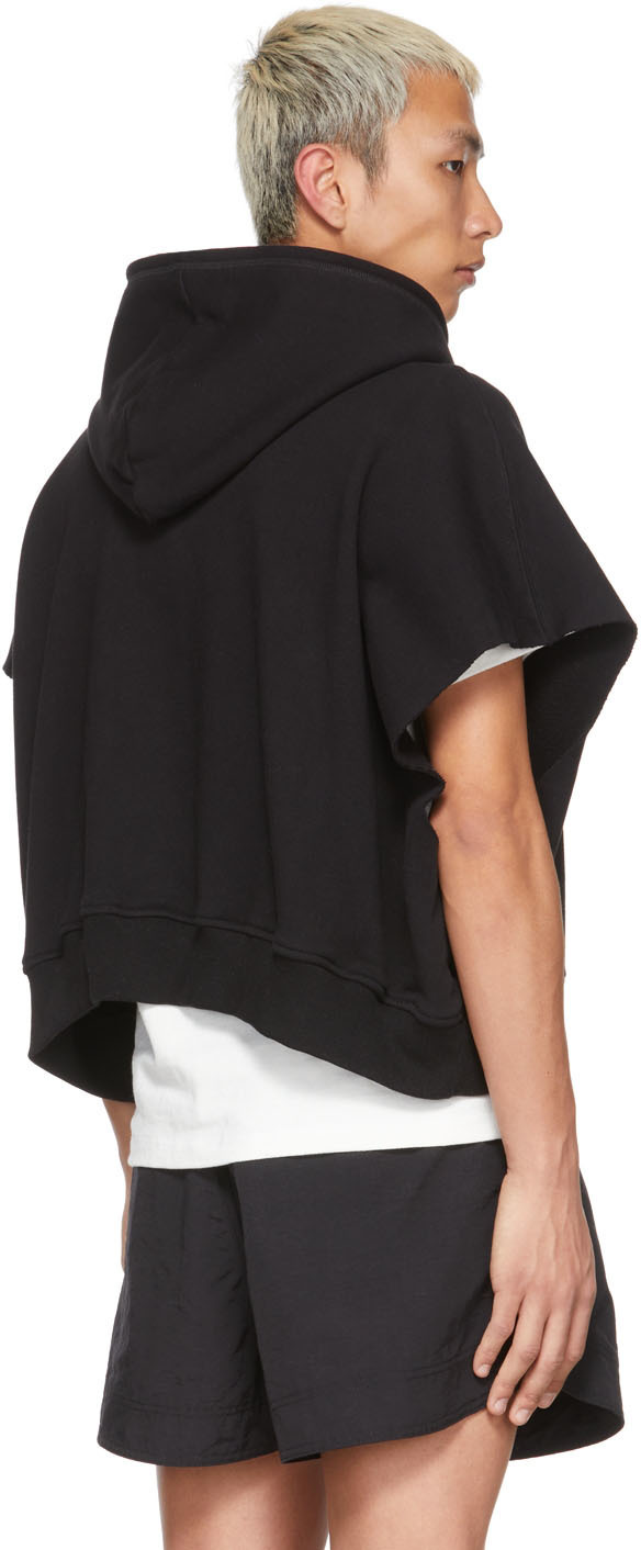 Sebastien Ami SSENSE Exclusive Black Cropped Cut Off Pullover Hoodie