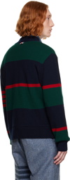 Thom Browne Navy & Green Striped Cardigan