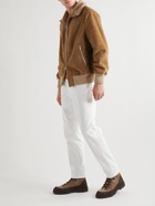 Brunello Cucinelli - Flamed Straight-Leg Garment-Dyed Cotton-Twill Trousers - White