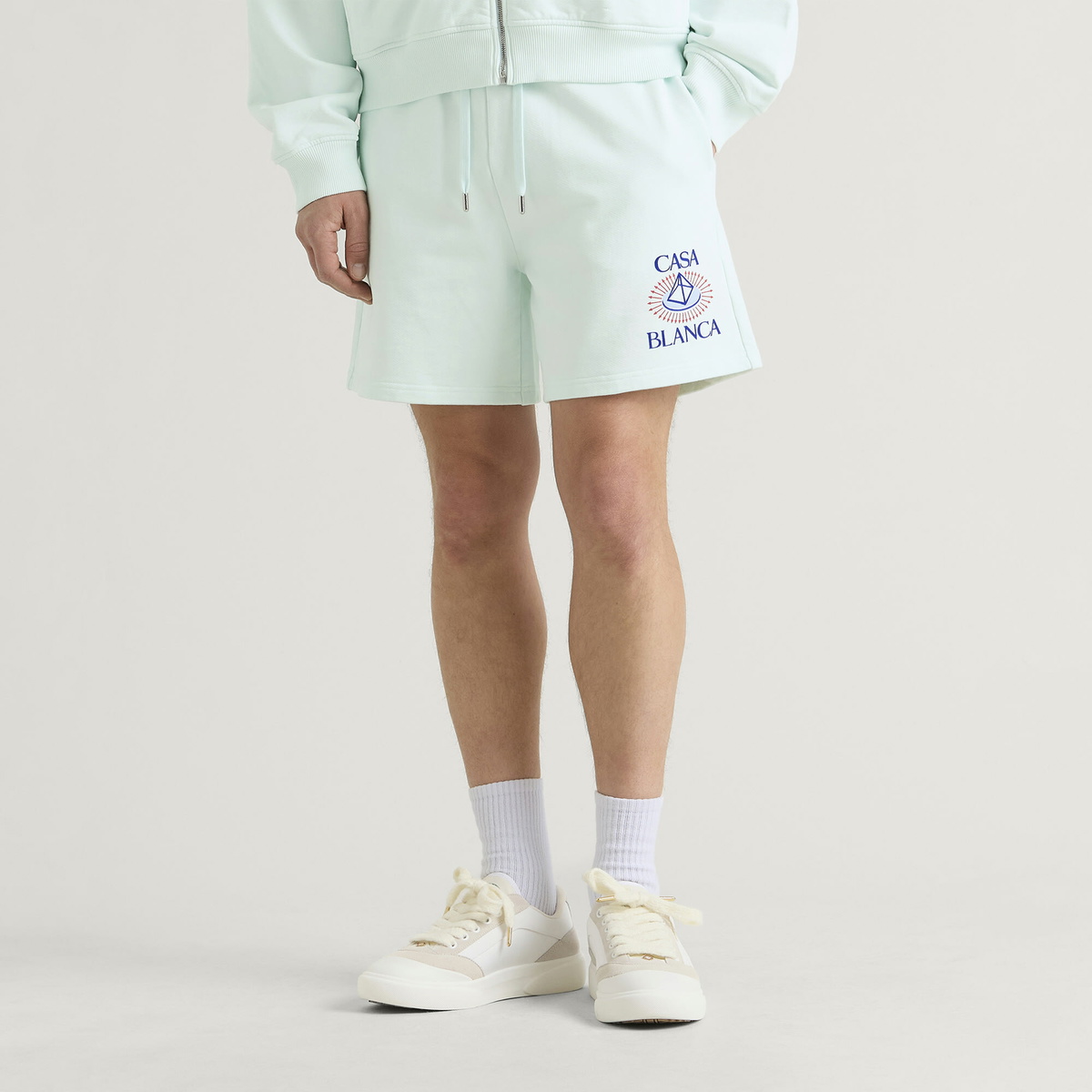 Casablanca Men's Celestial Pyramid Printed Shorts in Ice Blue