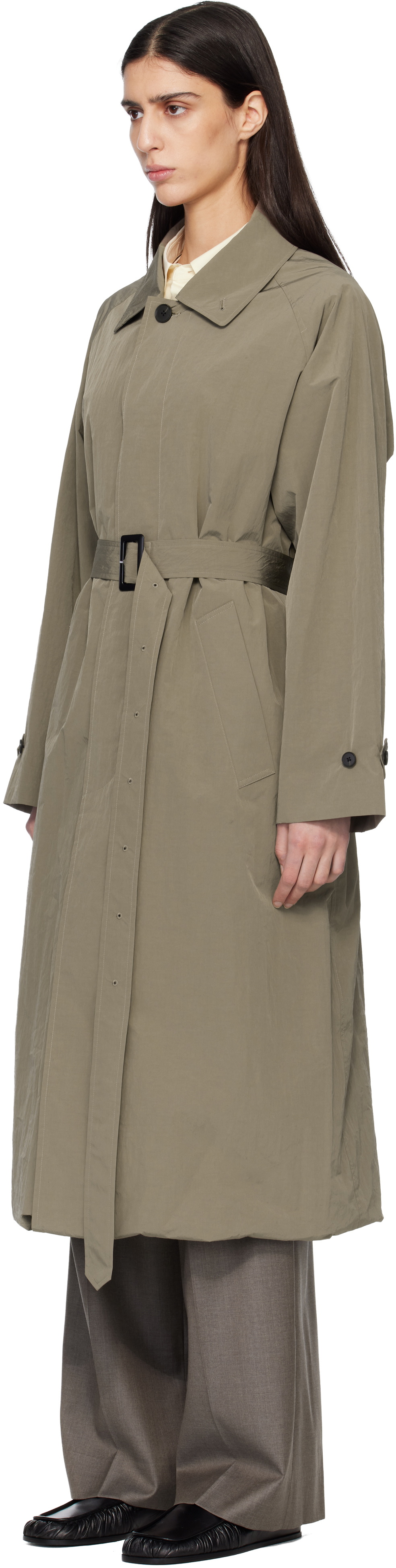 ssstein Beige Oversized Layered Combination Trench Coat
