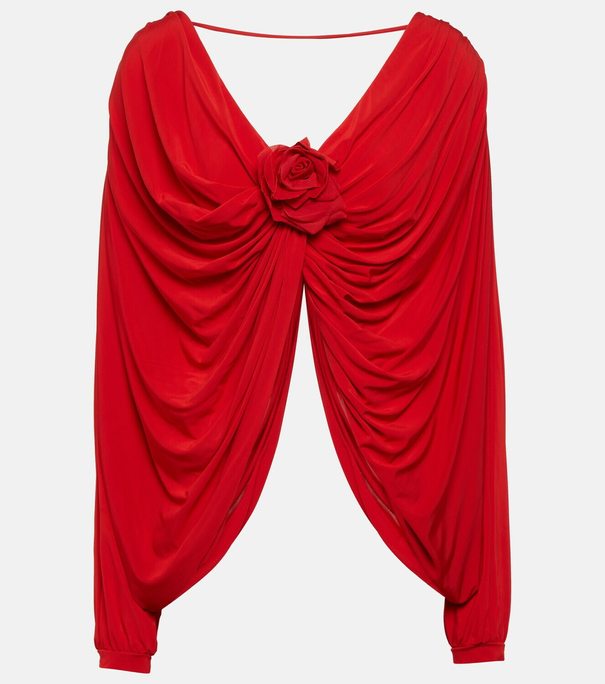 Giuseppe di Morabito Floral-appliqué draped jersey top