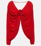 Giuseppe di Morabito Floral-appliqué draped jersey top